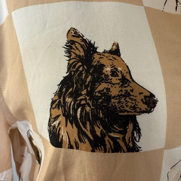 Jane and Delancey Dog Print Button Up Shirt Womens Frenchie Poodle Corgy Med Art - Picture 8 of 16